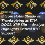 Bitcoin Holds Steady on Thanksgiving as ETH, DOGE, XRP Slip — Analyst Highlights Critical BTC Support